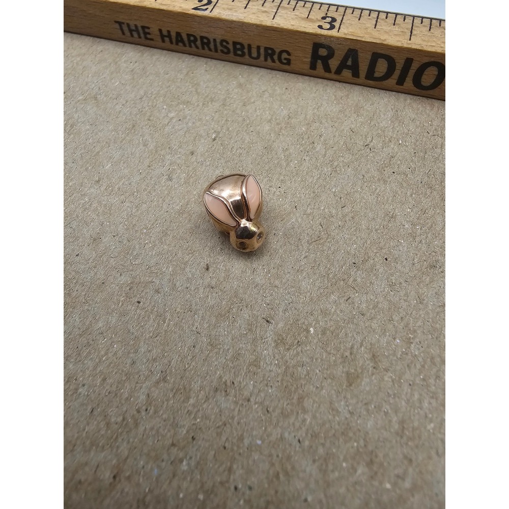 Pandora Rose Gold Tone Pink Enamel Bunny Rabbit Charm Bead for European Bracelet